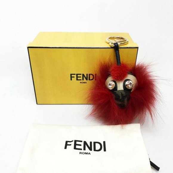 FENDI Monster FF-pattern Bijoux Key ring Red x Brown/GoldHardware - Picture 2 of 6